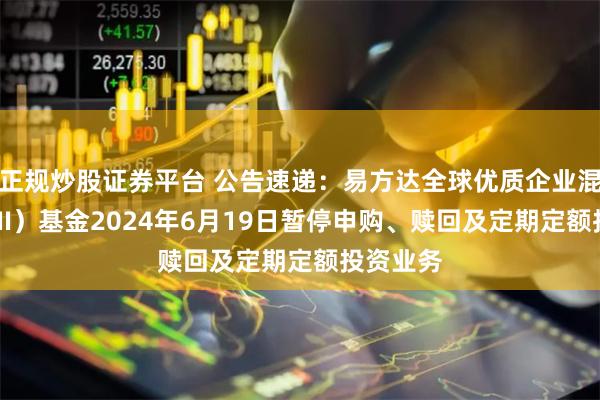 正规炒股证券平台 公告速递：易方达全球优质企业混合（QDII）基金2024年6月19日暂停申购、赎回及定期定额投资业务