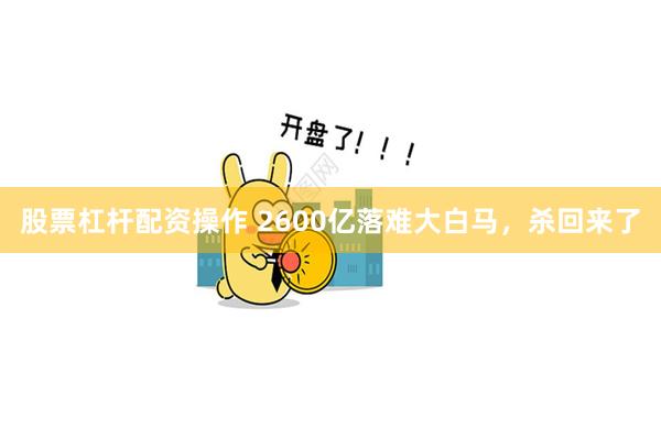 股票杠杆配资操作 2600亿落难大白马，杀回来了